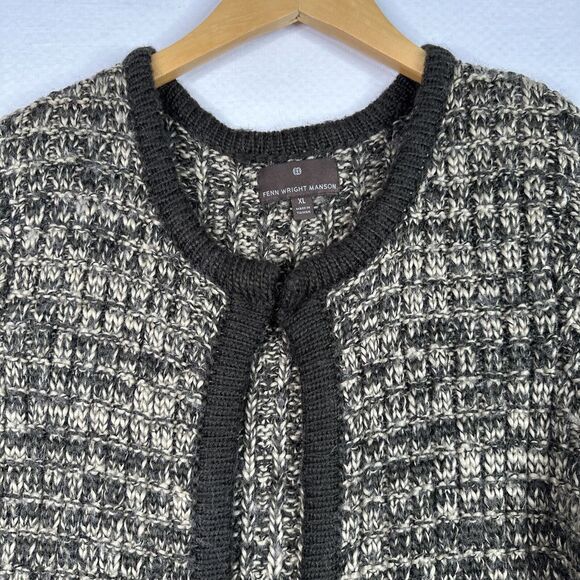 Fenn Wright Manson Wool Blend Cardigan Sweater Brown Marled Textured Knit XL - Picture 2 of 9